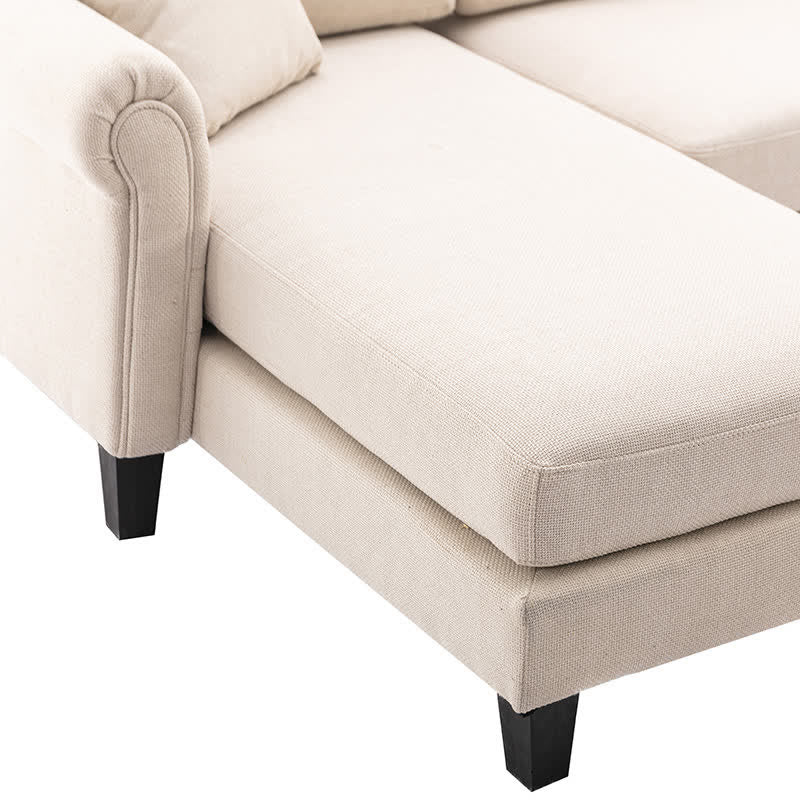 Living Room Linen Upholstered Sofa Chaise