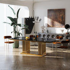 87" Rectangular Marble-Top Dining Table for Kitchen & Dining Room - image 0