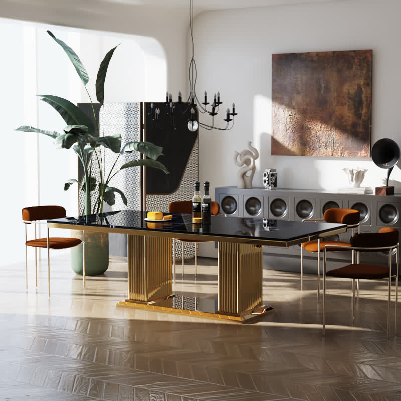 87" Rectangular Marble-Top Dining Table for Kitchen & Dining Room - image 0