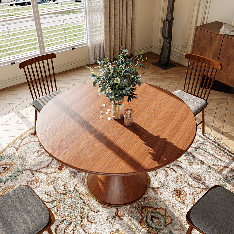 Mid-Century Rubber Wood Round Dining Table