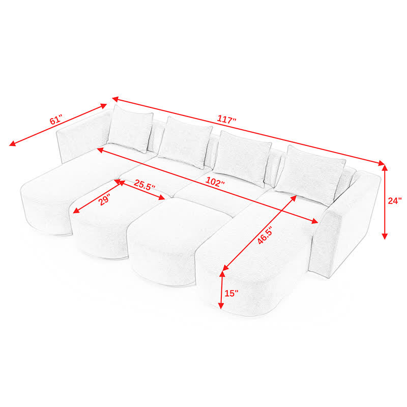 Sectional Sofa Seat Chaises Ottomans Set