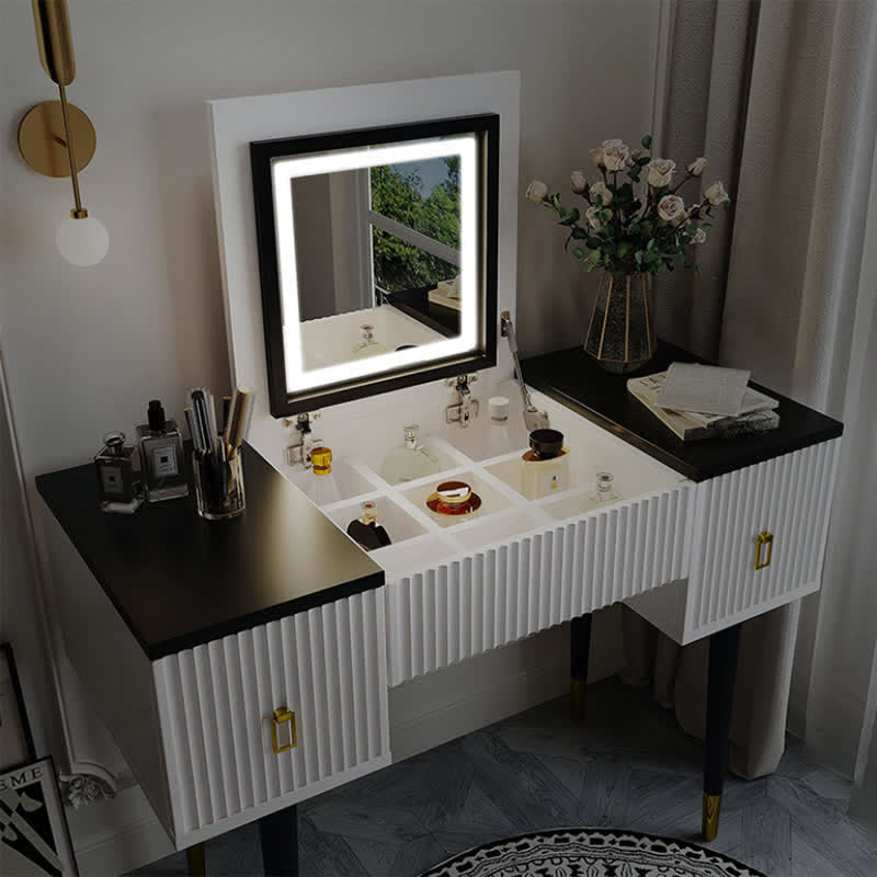 Vanity Table With LED Flip-top Mirror