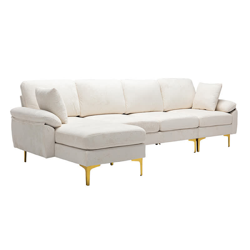 Upholstered Cectional Sofa Ottoman White