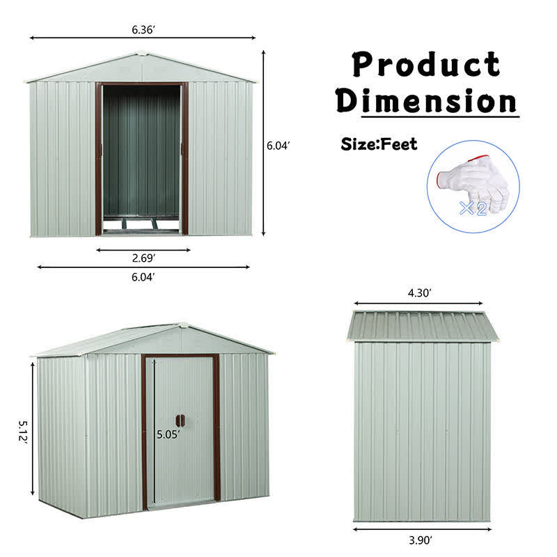 Outdoor Roomy Interior Storage Shed 6 x 5ft