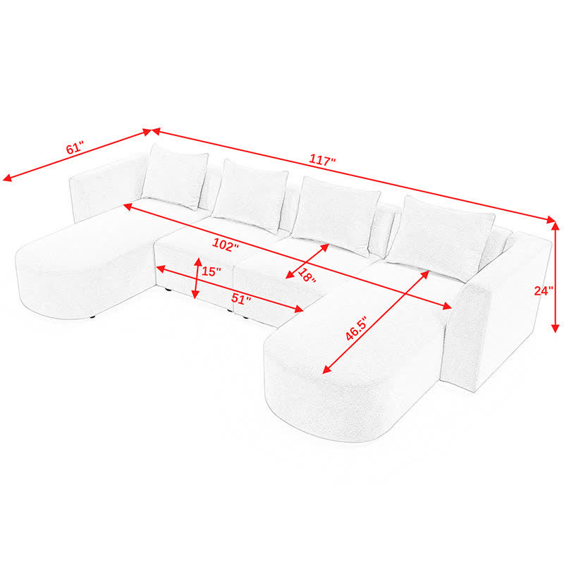 Sectional Sofa Seat Chaises Ottomans Set