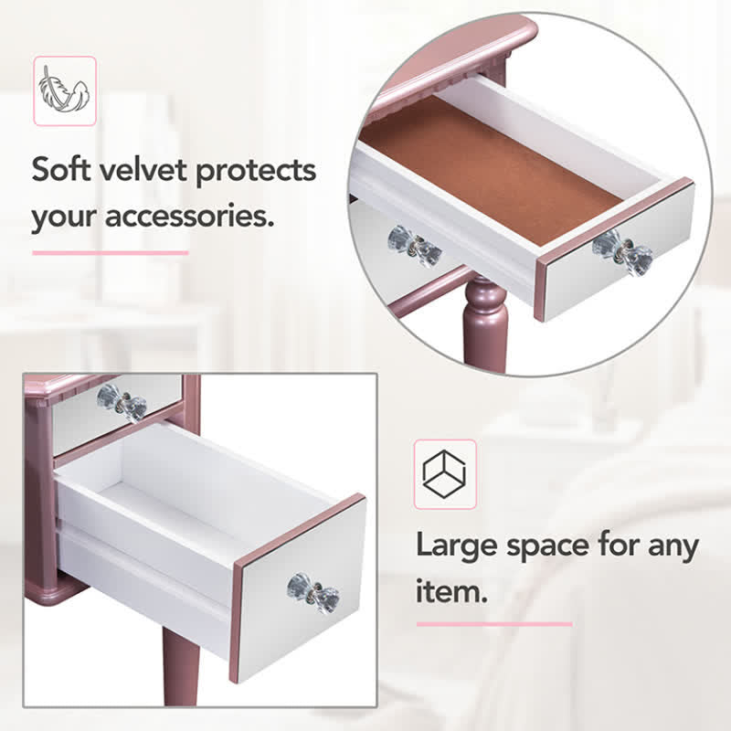 Dressing Table Stool Tri-fold Mirror Vanity Set