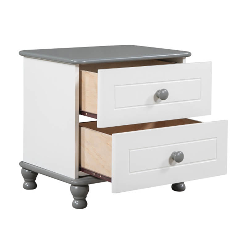 Modern Minimalist Wooden Double Drawer Nightstand