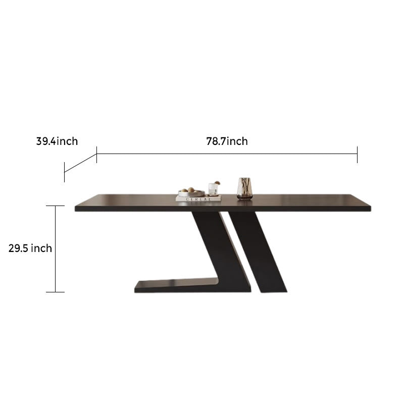 Modern Kitchen Black Z-Shaped Large Size Dining Table