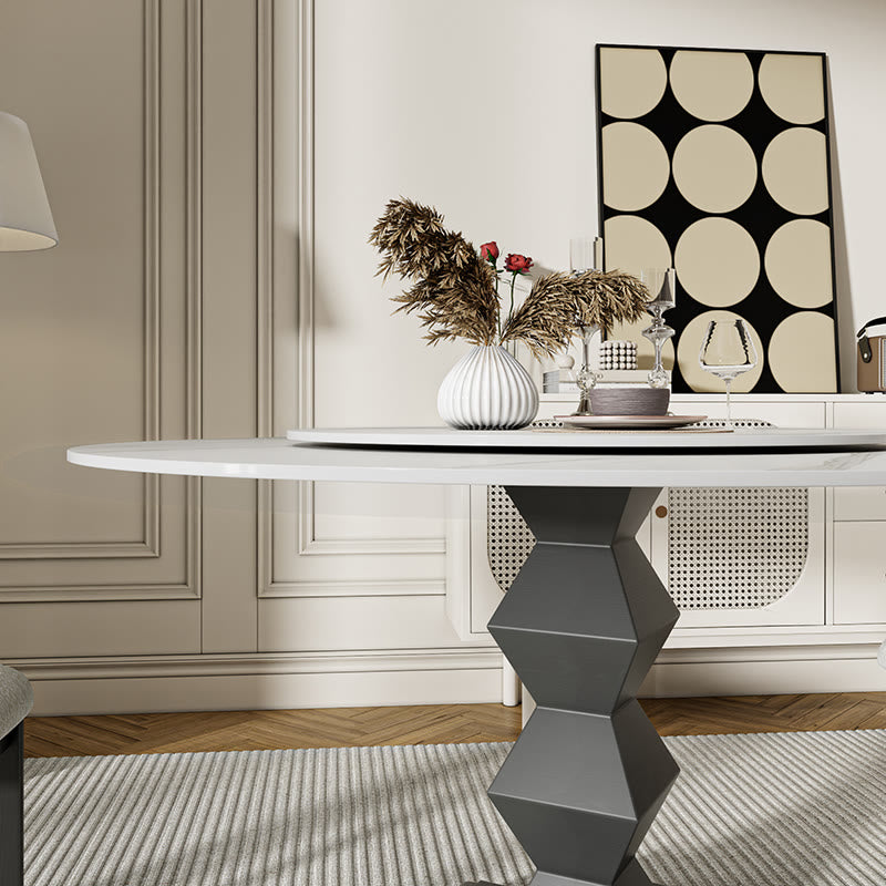 Modern Turntable Dining Table Stone Top