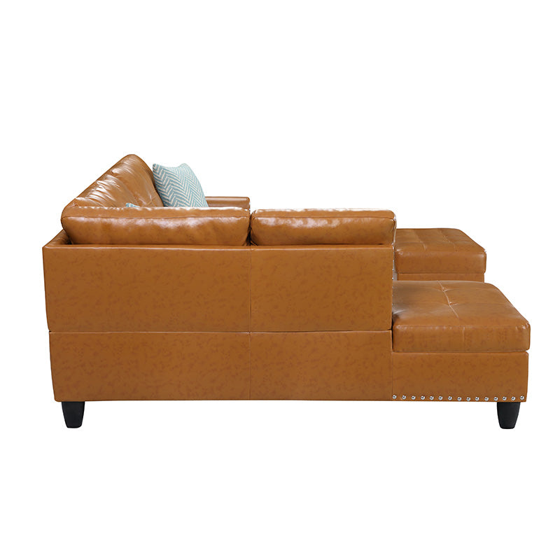 Sectional Sofa with Ottoman Cup Holder