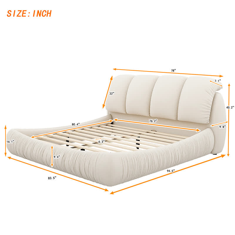 Upholstered King Bed Frame Soft Headboard