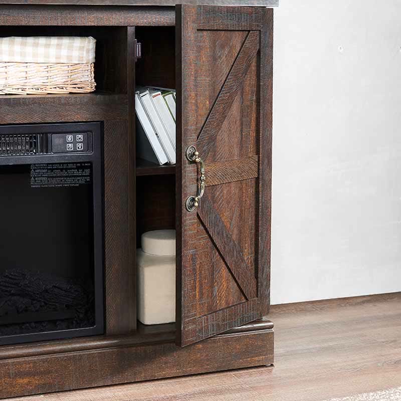 Farmhouse Electric Fireplace TV Stand Cabinet