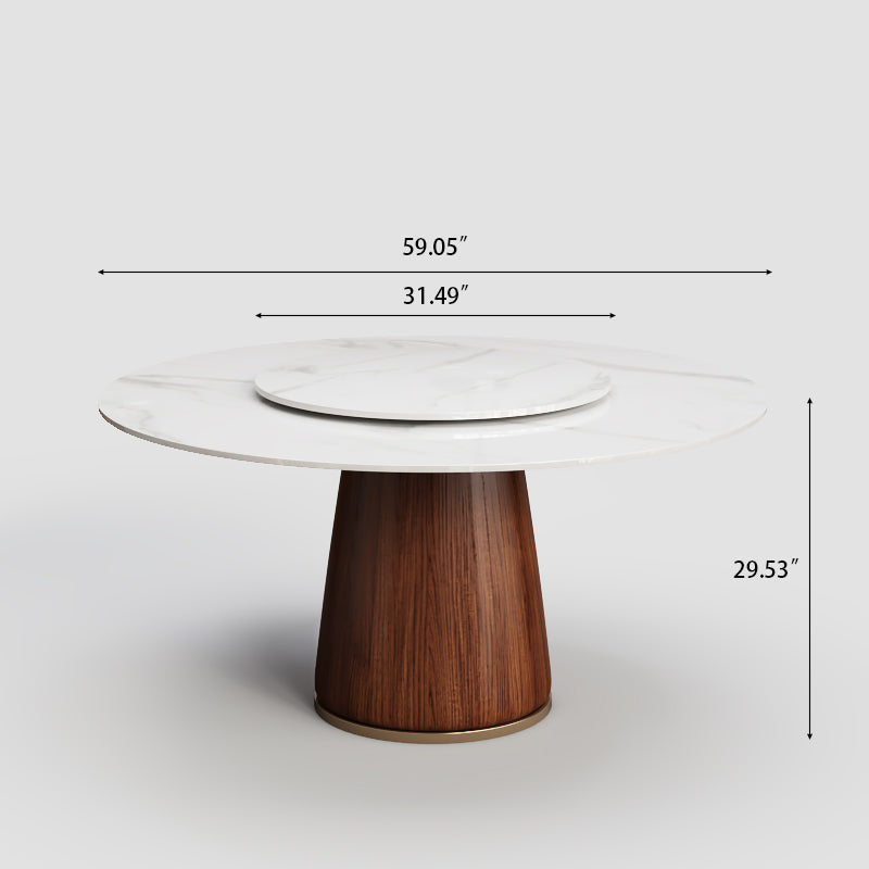 Stone Round Dining Table Wooden Chairs