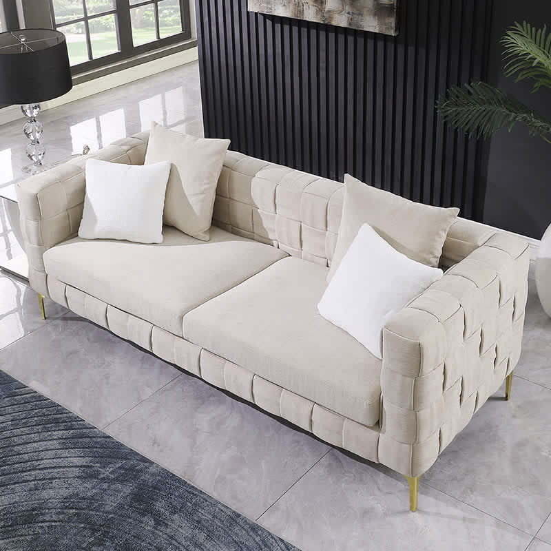 Handcrafted Weave Sofa Soft Velvet