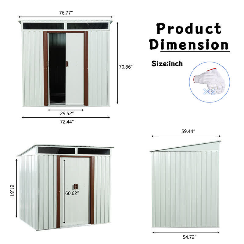 Outdoor Roomy Interior Storage Shed 6 x 5ft