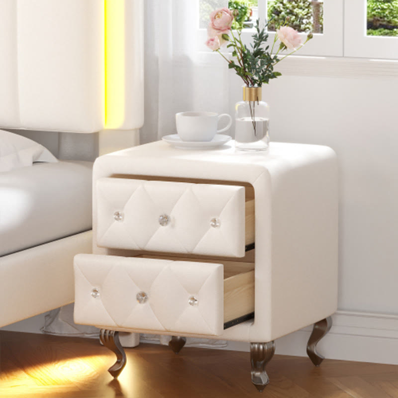 Modern Simple White Leather Nightstand