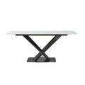 Artificial Stone Rectangular Dining Table Black Base - Black Leg - image 1