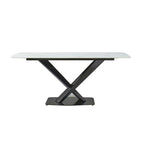 Artificial Stone Rectangular Dining Table Black Base - Black Leg - image 1