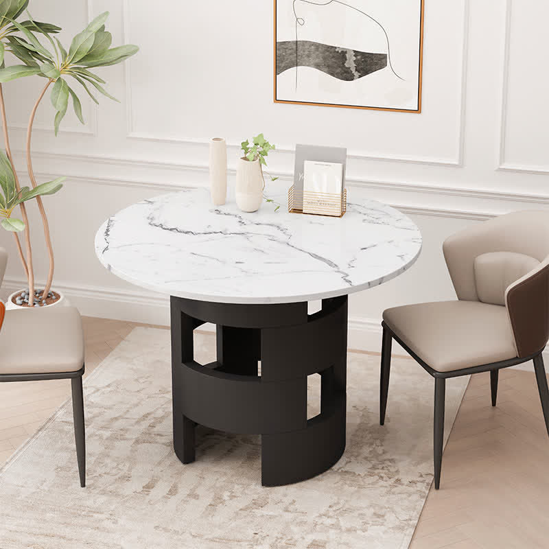 Round Dining Table Printed Marble DeskTop