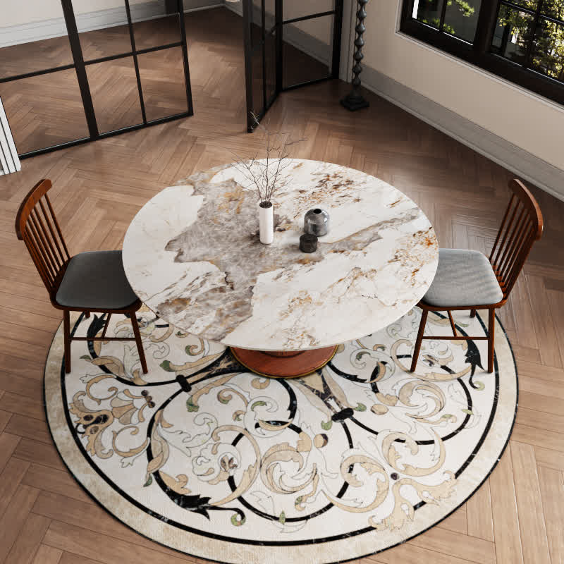 Stone Dining Table Solid Wood Pedestal