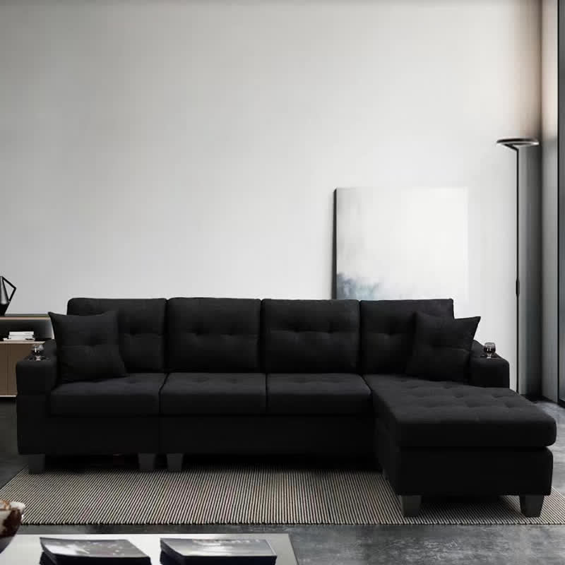 Convertible Corner Sofa With Armrest Storage