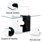 Kitchen Glass Rectangular Dining Table Artistic Base - image 4