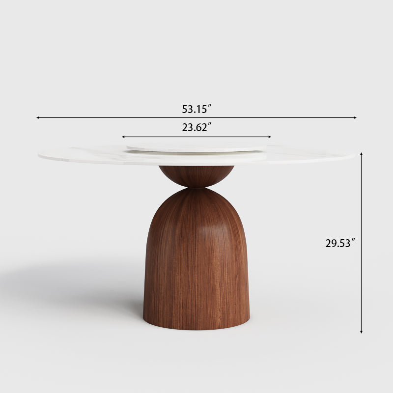 Wooden Base Turntable Dining Table Set