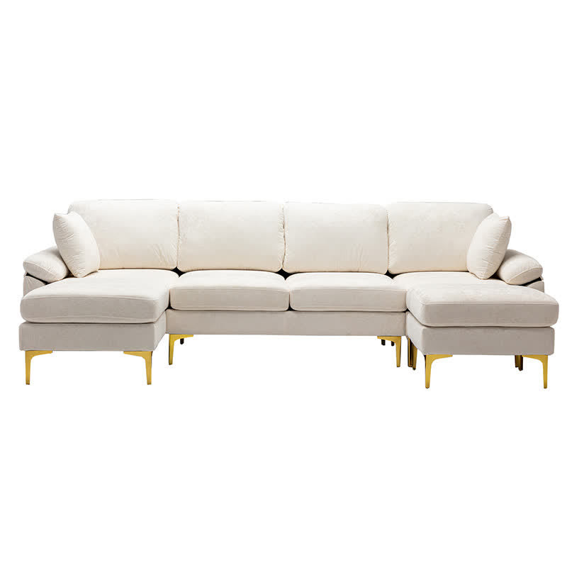 Upholstered Cectional Sofa Ottoman White