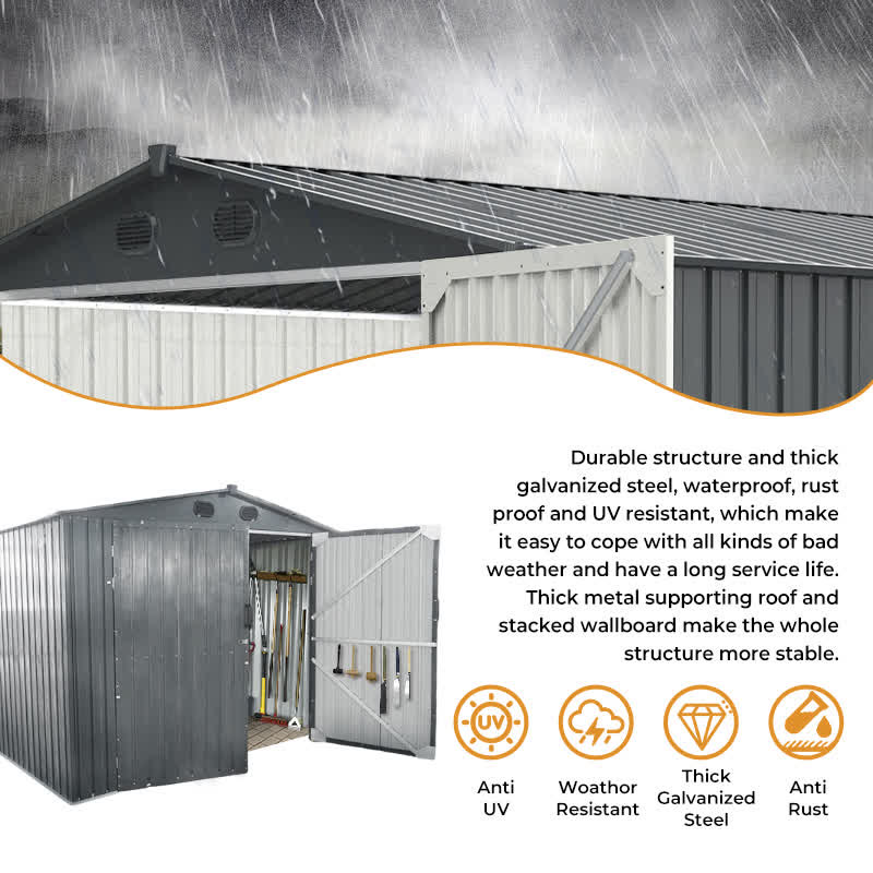 Industrial Heavy-Duty Metal Garage Shed