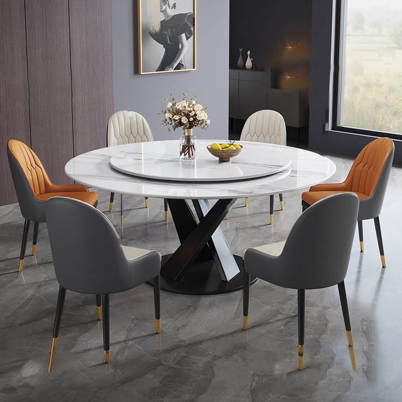 Modern Minimalist Light Luxury Slate Turntable Round Dining Table