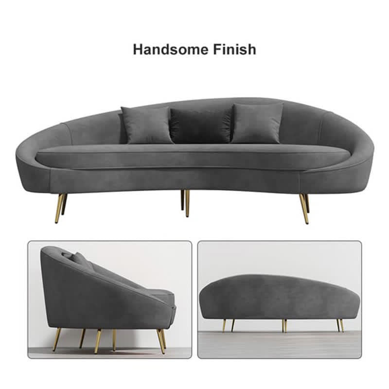 83" Velvet Curved Sofa Gold Legs