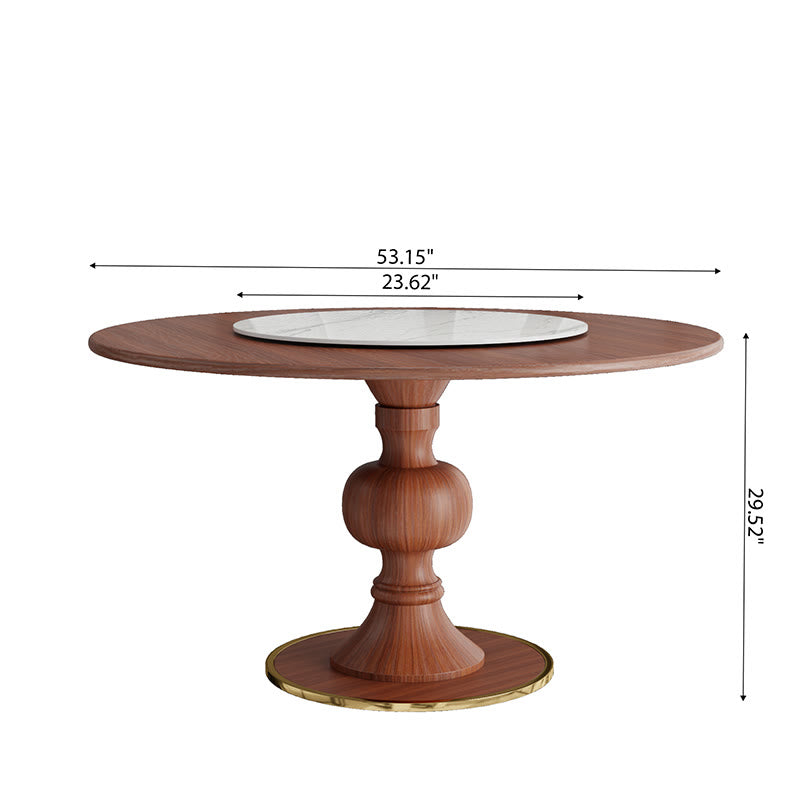 Kitchen Stone Lazy Susan Wood Top Round Dining Table