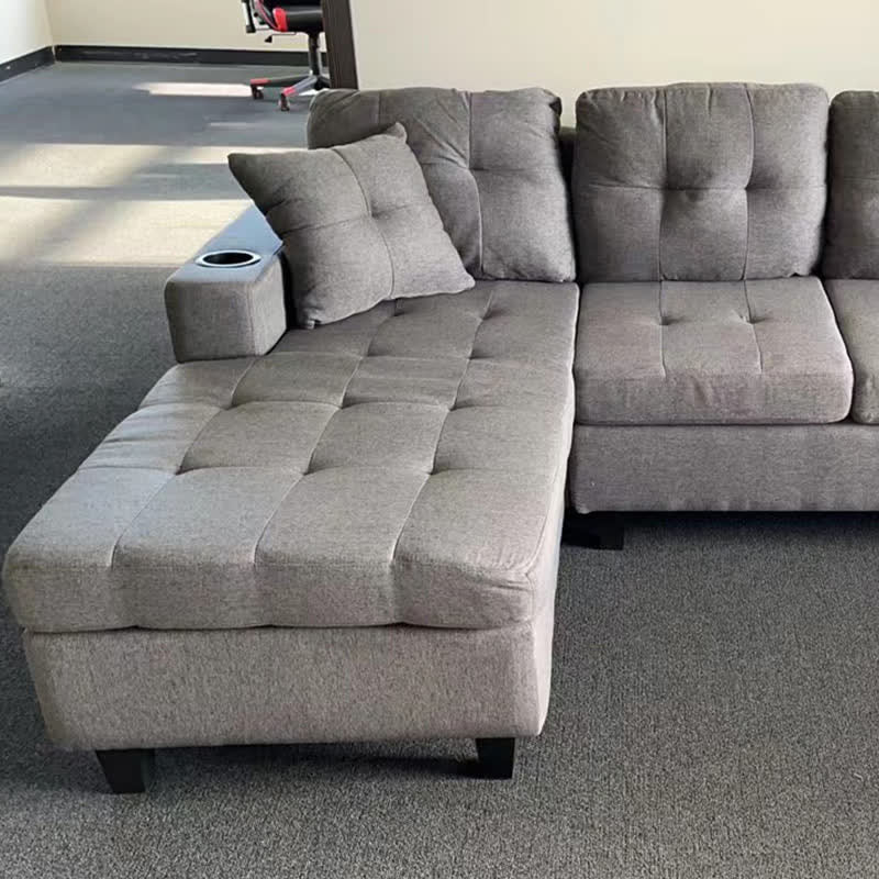 Convertible Corner Sofa With Armrest Storage