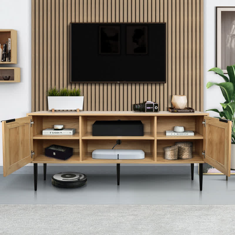 TV Stand Rattan Cabinet Display Sideboard 59"