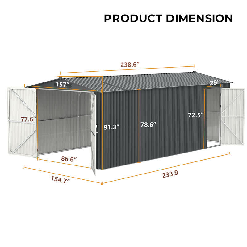 Industrial Heavy-Duty Metal Garage Shed