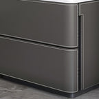 Leather Nightstand Side Table 3 Drawers - image 4