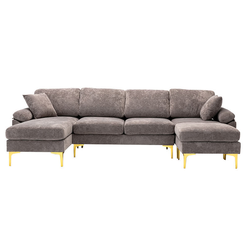 Upholstered Cectional Sofa Ottoman Brown