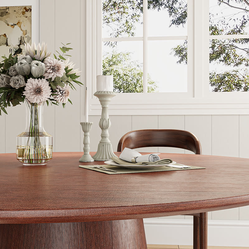 Simple Round Walnut Dining Table