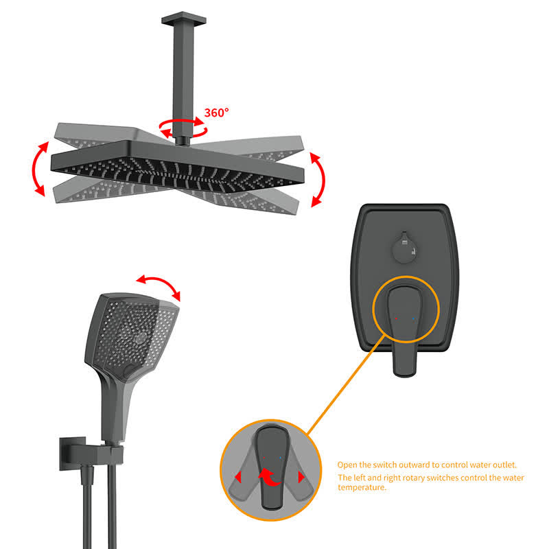 High Pressure Rain Shower Head Handheld Set