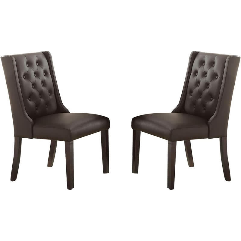 2x Modern Leather Tufted Chairs Dining Seats