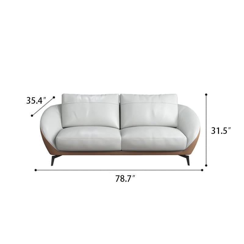 79" White Leather Modern Luxury Sofa