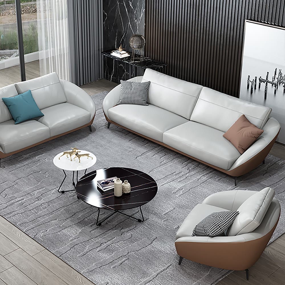 79" White Leather Modern Luxury Sofa