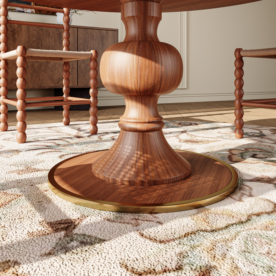 Solid Rubber Wood Round Dining Table