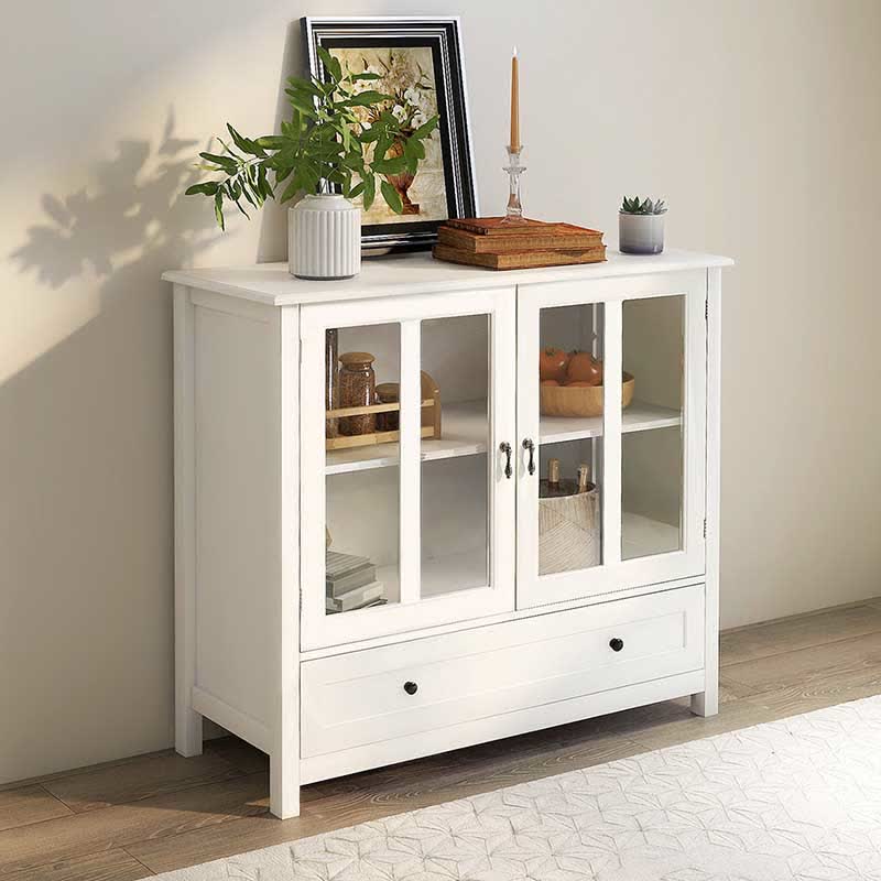 Buffet Storage Cabinet Glass Doors Sideboard