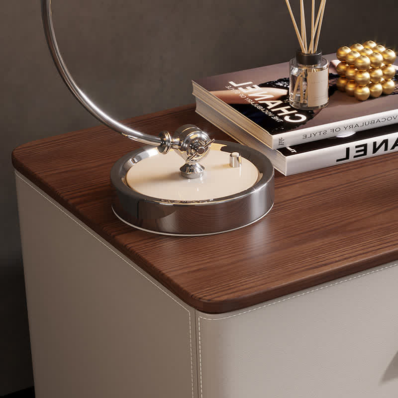 Saddle Leather Nightstand Cabinet End Table