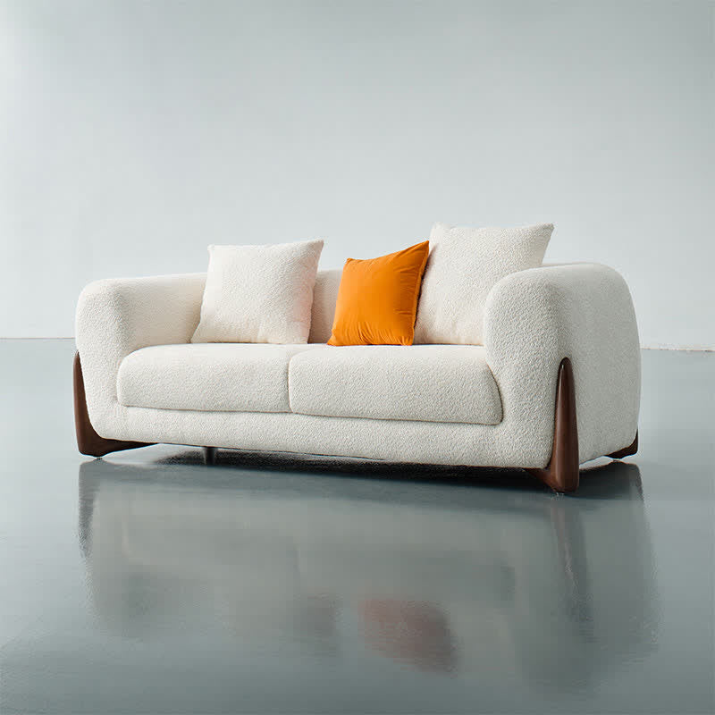 Modern Lambswool Couch Minimalist Loveseat Sofa