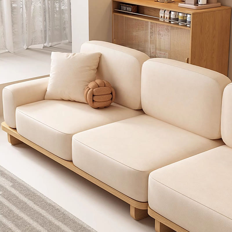 Khaki Removable Tray Upholstered Sofa