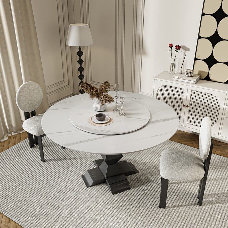 Modern Turntable Dining Table Stone Top