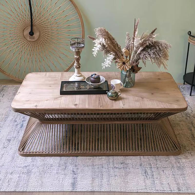 Retro Bamboo Solid Wood Coffee Table