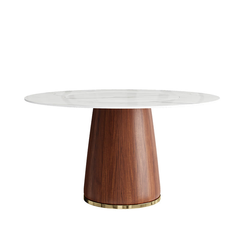 Round Dining Table Bucket Base With Embed Lazy Susan